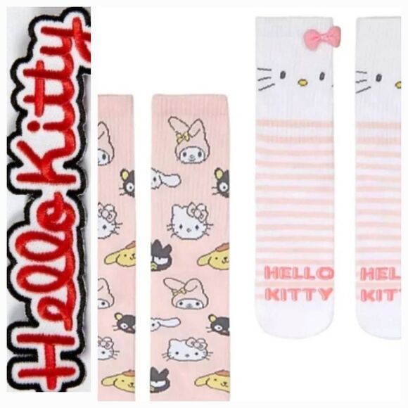 Hello Kitty By Sanrio 3D Logo Bow Crew Socks- 2PK - Picture 1 of 7